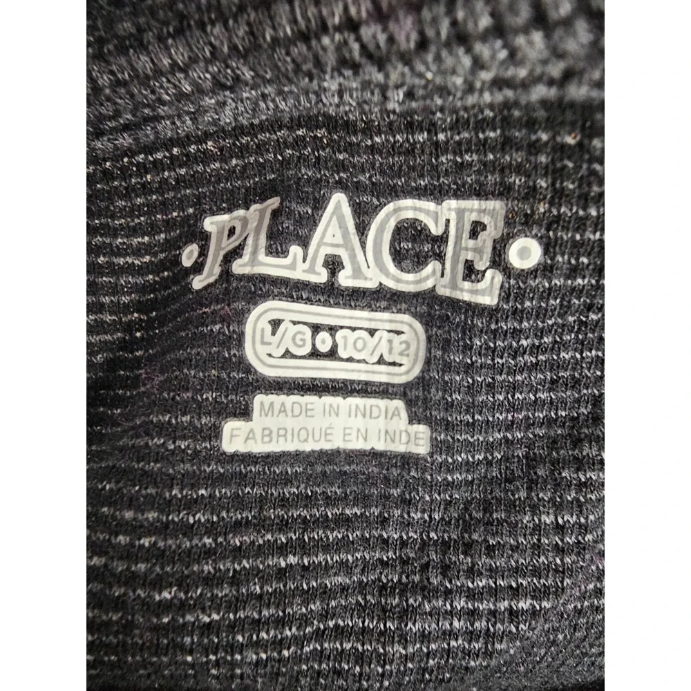 The Children's Place Boys L 10/12 Henley Thermal Long Sleeve Waffle Knit Gray
